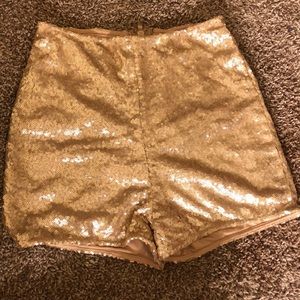 gold glitter shorts never worn